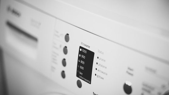 A brand new washing machine that has recently been installed